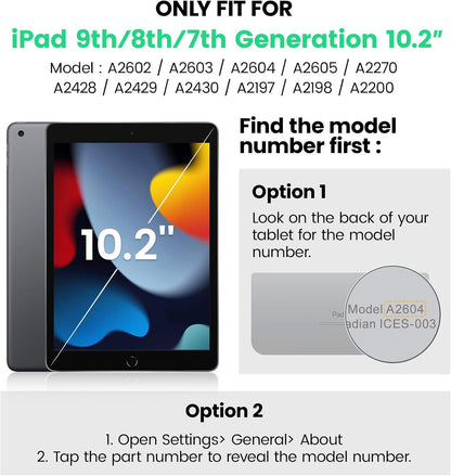 for Ipad 9Th/8Th/7Th Generation Case 10.2" 2021-2019, Full-Body Shockproof Heavy Duty Protective Case with Screen Protector, Rotating Stand/Handle/Shoulder Strap for Ipad 10.2, Black/Blue